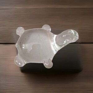 Unique One Of A Kind Hand Blown Clear Art Glass Crystal Turtle Figurine 3.5" L